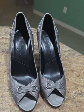 Dior Metallic Grey Cannage Leather Pumps Size IT36 / US 5.5
